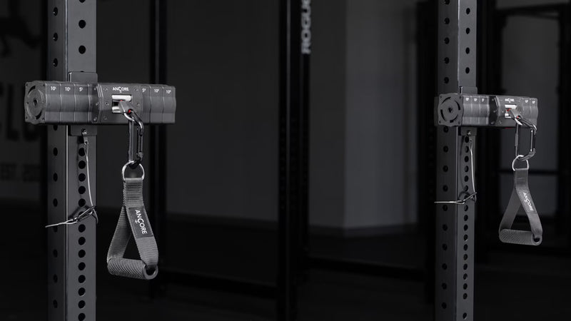 ANCORE Pro を左右に2台設置したデュアルケーブルトレーニング構成の使用例