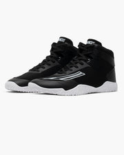 AVANCUS APEX POWER V3.0 ハイトップ ゴーストのベアフットシューズを斜め前方から左右セットで捉え、アッパー全体のシルエットとトゥ形状、配色コントラストが分かる構図