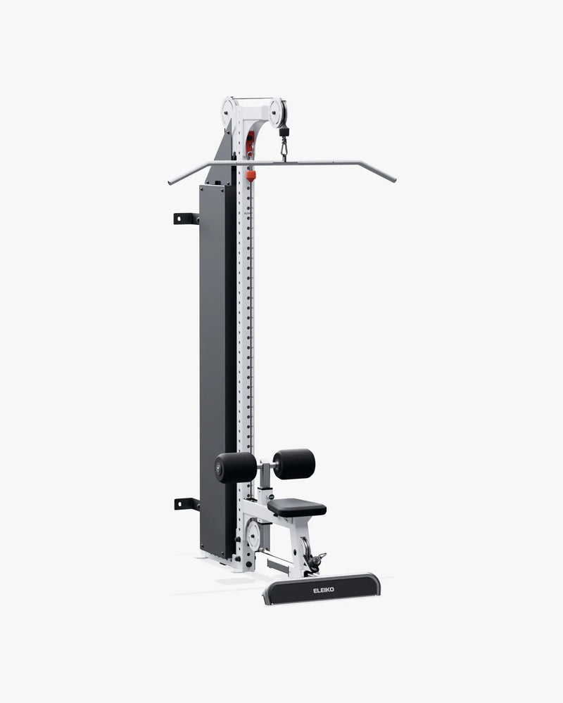 ELEIKO ラットプルダウン＆ローロウ コンボ 壁面設置型 120kg ホワイトの正面斜視