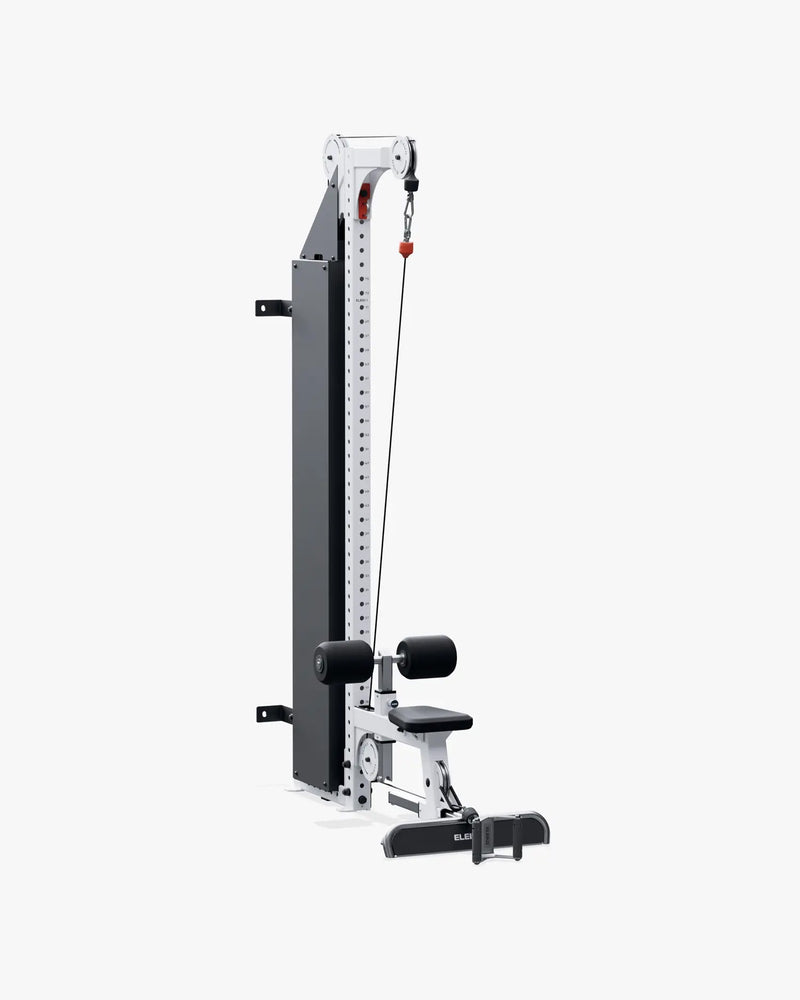 ELEIKO ラットプルダウン＆ローロウ コンボ 壁面設置型 120kg ホワイトのローロウ設定 正面斜視