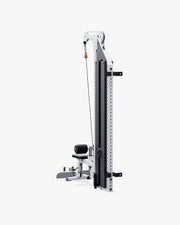 ELEIKO ラットプルダウン＆ローロウ コンボ 壁面設置型 ホワイトのローロウ設定 背面斜視