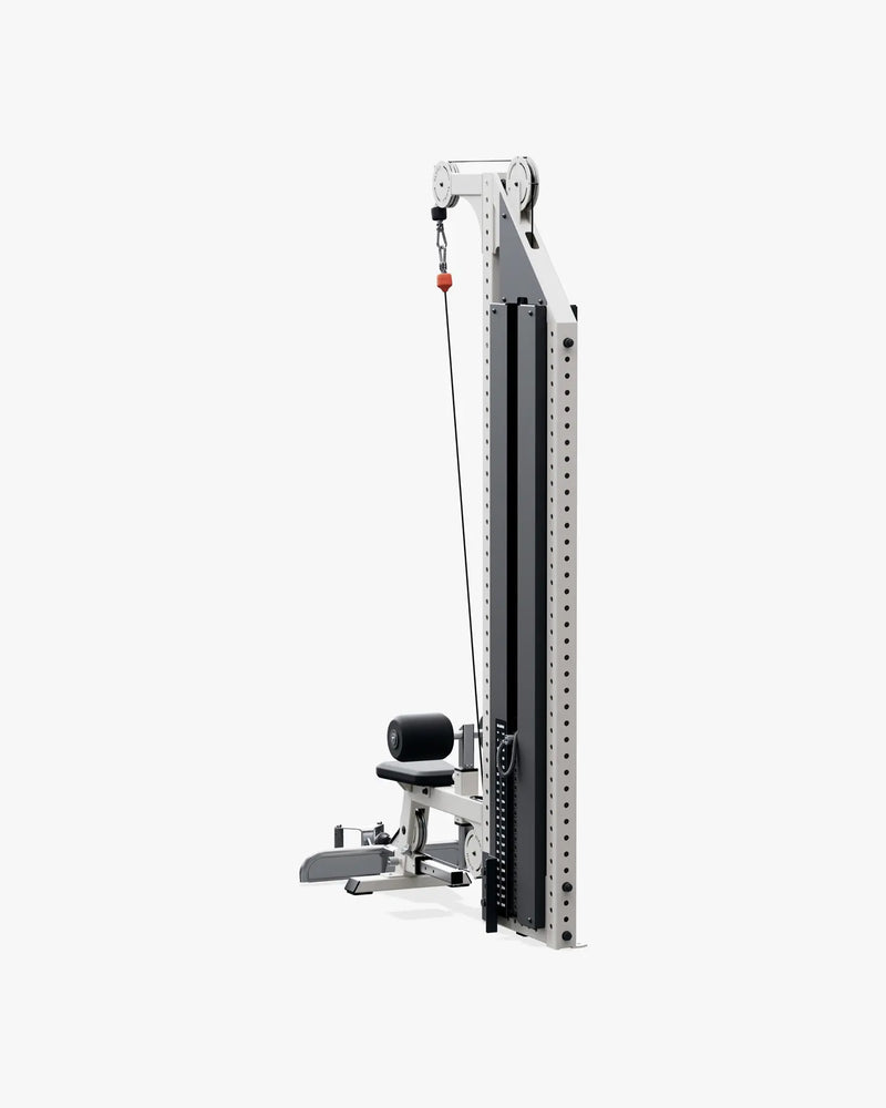 ELEIKO ラットプルダウン＆ローロウ コンボ マルチステーション型 ライトアイボリーのローロウ設定 背面斜視