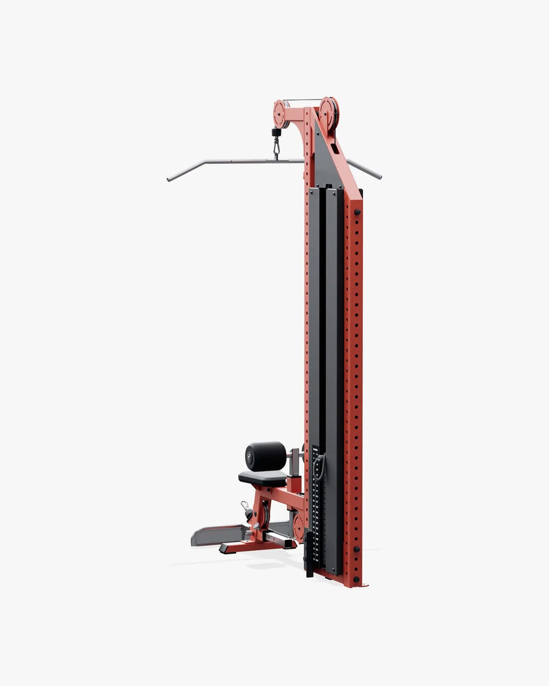 ELEIKO ラットプルダウン＆ローロウ コンボ マルチステーション型 バーミリオンの背面斜視