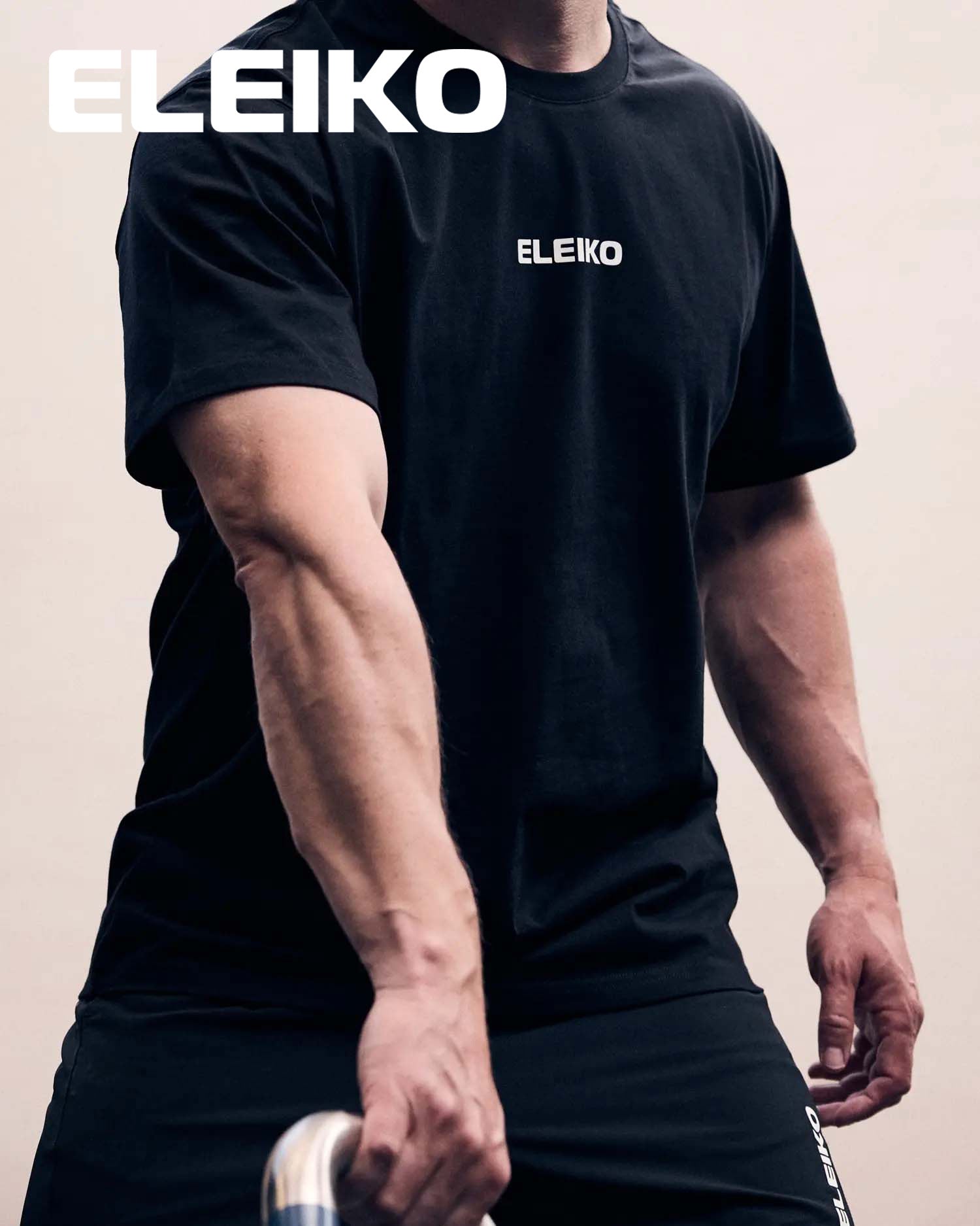 ELEIKO メンズ Tシャツ ブラック — MBC POWER SHOP