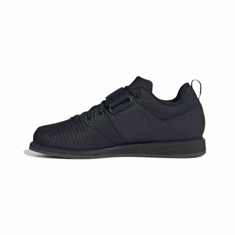 adidas パワーリフト 5 コアブラック / コアブラック / カーボンの内側面。安定性を高めるミッドソールとストラップ構造を紹介