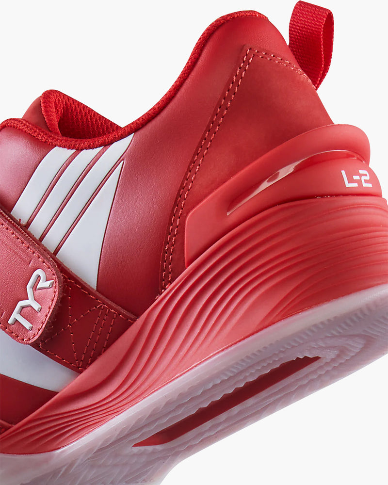 TYR L-2 リフター レッド ヒール側面 高低差と安定性を強化する設計