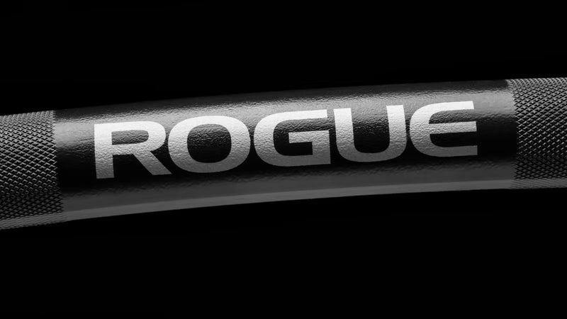 ROGUE CB-4 38mm キャンバーバー ブラック、シャフト中央部のローレットを真横から捉えたクローズアップ、握り幅とローレット配置が確認できるスペシャリティバーベル