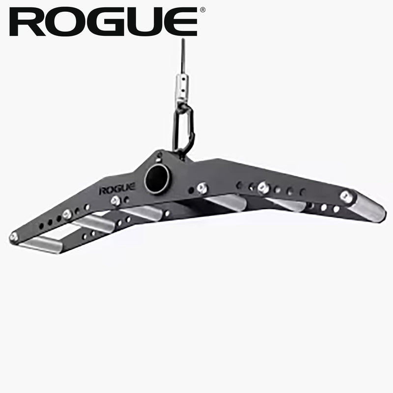 ROGUE CG-1C マルチグリップキャンバーケーブル＆ランドマインアタッチメント（アルミニウムフレーム）シルバーを正面やや上から捉えた全体構造、湾曲フレームと複数グリップ配置が分かるケーブルアタッチメント