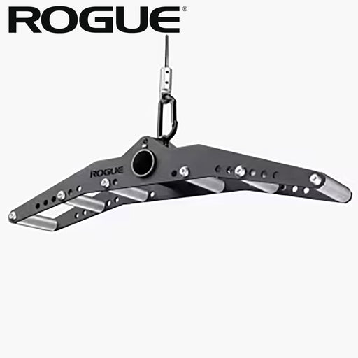 ROGUE CG-1C マルチグリップキャンバーケーブル＆ランドマインアタッチメント（アルミニウムフレーム）シルバーを正面やや上から捉えた全体構造、湾曲フレームと複数グリップ配置が分かるケーブルアタッチメント