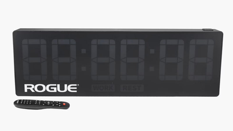ROGUE エコージムタイマー2.0 ブラック本体と付属リモコンを正面から並べた全体ビュー、セット内容を確認できる構図