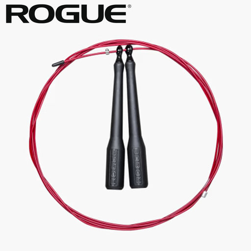 ROGUE SR-3 ブッシング スピードロープ ブラックを正面から捉えた全体ビュー、赤いワイヤーケーブルとブラックハンドルの構造が分かる構図