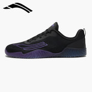 AVANCUS APEX POWER V3.0 フィールドパープルのベアフットシューズを左側面から捉え、通気性アッパー構造と前足部から踵までの薄型ソールラインが分かるサイドビュー