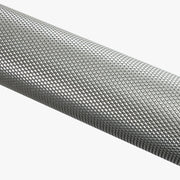 MBC ショートスリーブ パワーバー ステンレス シャフト中央のクローズアップ。無垢ステンレス特有の質感と精密なローレット加工を確認できる視点