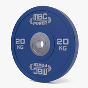 MBC ウレタンバンパープレート ブルー 20kgを正面中央に配置した構図、重量表記とハブ周りの形状が明確に分かる視点