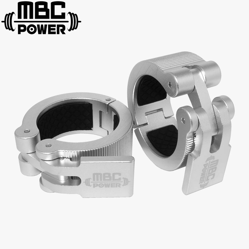 MBC アルミニウムカラーを正面から捉えた構図。シルバーカラーのアルミ削り出しボディと内側ラバー、クランプレバー形状が確認できる視点。