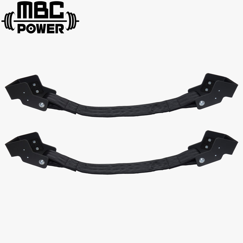 MBC オリジナルラック ストラップセーフティ ブラック 正面視点で左右ペア本体と高強度ストラップ全体を示すラックアクセサリー構成