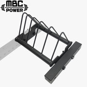 MBC ウィングプレートストレージ / ホリゾンタルプレートストレージ ブラック 正面視点で全体構造とプレート差込部を捉えたラックアクセサリー