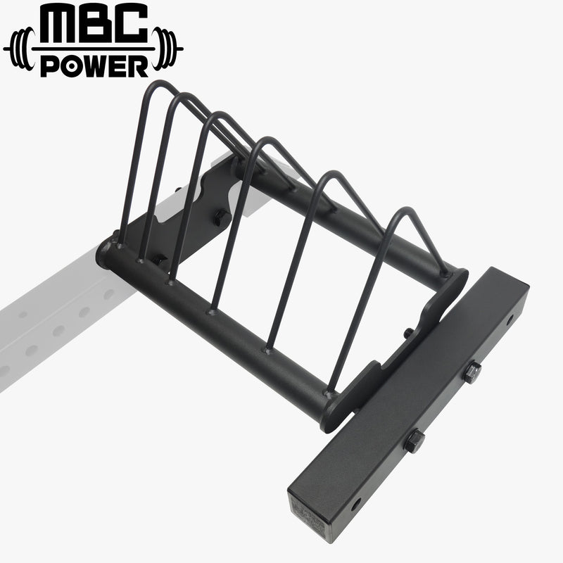 MBC ウィングプレートストレージ / ホリゾンタルプレートストレージ ブラック 正面視点で全体構造とプレート差込部を捉えたラックアクセサリー