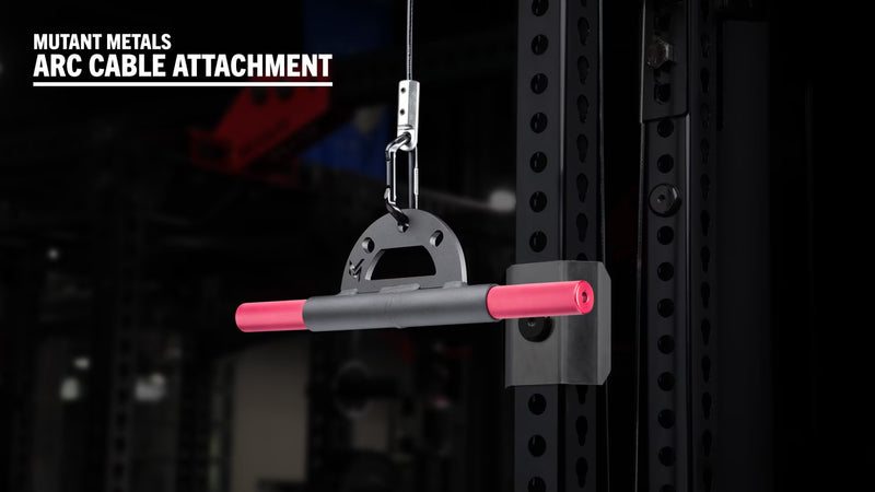 Mutant Metals ARC ケーブルアタッチメント ピンク ストレート5インチ仕様を正面左寄りから捉え、直線バー形状のピンクローレット部と中央溶接部が分かる角度