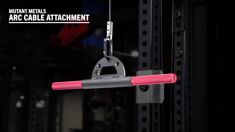 Mutant Metals ARC ケーブルアタッチメント ピンク ストレート8インチ仕様を正面構図で配置、均等なピンクグリップ長と接続金具上部が確認できる視点