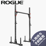 ROGUE Y-2 ヨーク ブラックカラーの正面視点、入荷待ち表示付きで支柱・クロスバー・プレートストレージを確認できるモデル