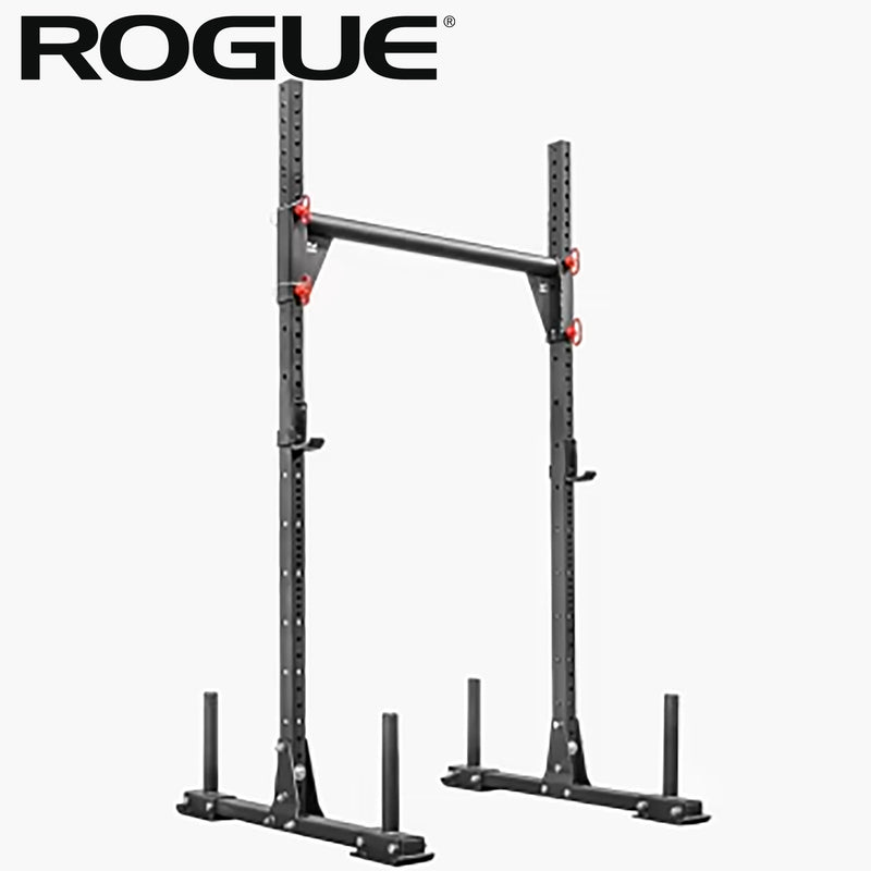 ROGUE Y-2 ヨーク ブラックカラーの正面視点、支柱・クロスバー・プレートストレージを備えた全体構造を確認できるモデル